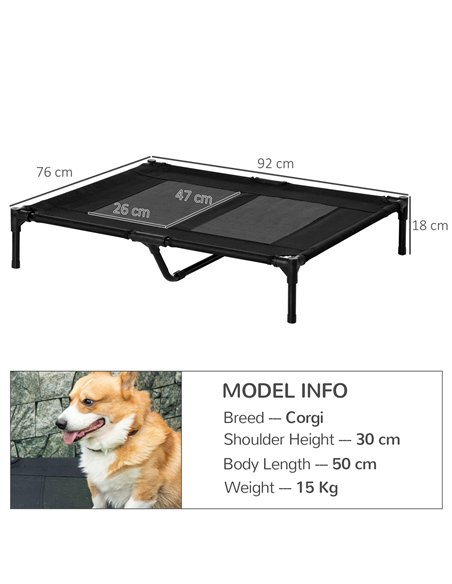 PawHut Large Raised Dog Bed Cat Elevated Lifted Cooling Portable Camping Basket Outdoor Indoor Mesh Pet Cot Metal Frame Black - pic 144040 | FastDaddyshop