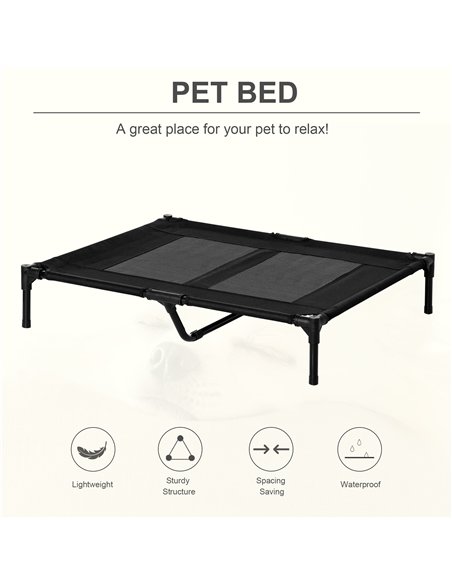 PawHut Large Raised Dog Bed Cat Elevated Lifted Cooling Portable Camping Basket Outdoor Indoor Mesh Pet Cot Metal Frame Black - pic 144041 | FastDaddyshop