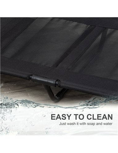 PawHut Large Raised Dog Bed Cat Elevated Lifted Cooling Portable Camping Basket Outdoor Indoor Mesh Pet Cot Metal Frame Black