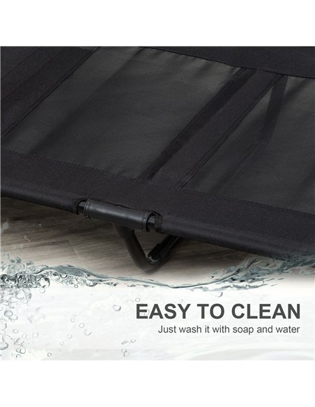 PawHut Large Raised Dog Bed Cat Elevated Lifted Cooling Portable Camping Basket Outdoor Indoor Mesh Pet Cot Metal Frame Black - pic 144042 | FastDaddyshop