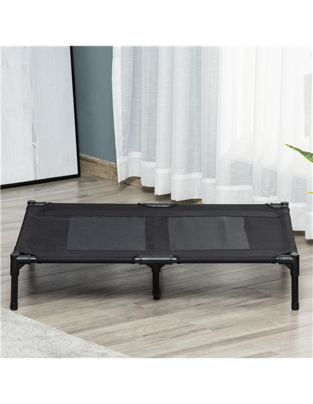 PawHut Large Raised Dog Bed Cat Elevated Lifted Cooling Portable Camping Basket Outdoor Indoor Mesh Pet Cot Metal Frame Black - pic 144046 | FastDaddyshop