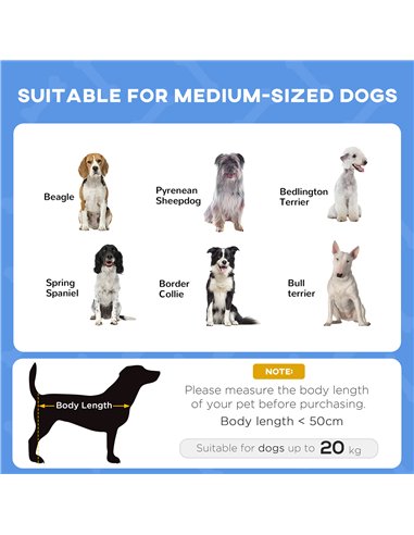 PawHut Raised Dog Bed Waterproof Elevated Pet Cot with Breathable Mesh UV Protection Canopy Blue, for Medium Dogs, 76 x 61 x 73c