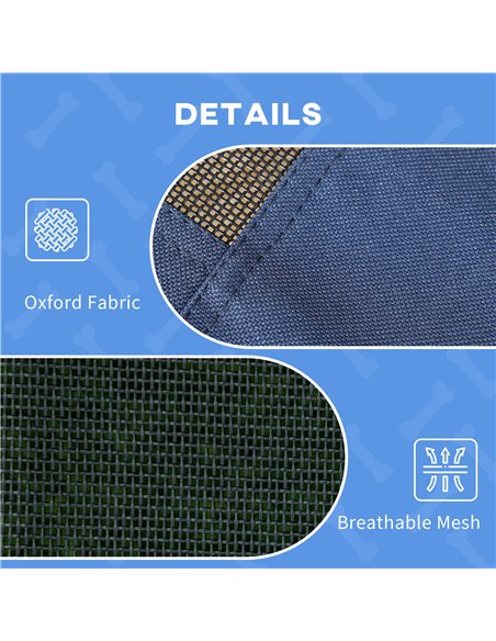 PawHut Raised Dog Bed Waterproof Elevated Pet Cot with Breathable Mesh UV Protection Canopy Blue, for Large Dogs, 92 x 76 x 90cm - pic 144069 | FastDaddyshop