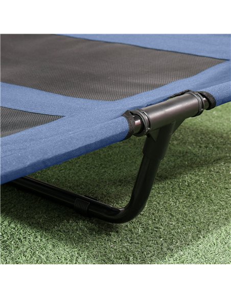 PawHut Raised Dog Bed Waterproof Elevated Pet Cot with Breathable Mesh UV Protection Canopy Blue, for Large Dogs, 92 x 76 x 90cm - pic 144073 | FastDaddyshop
