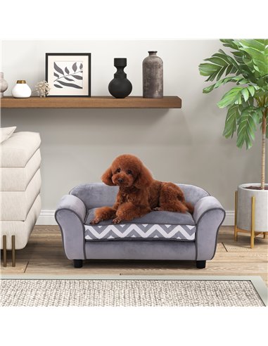 PawHut Dog Sofa Bed for XS-Sized Dogs, Cat Sofa with Soft Cushion, Pet Chair Lounge with Washable Cover, Removable Legs, Wooden 
