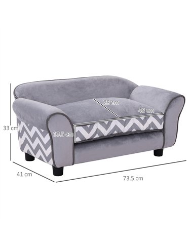 PawHut Dog Sofa Bed for XS-Sized Dogs, Cat Sofa with Soft Cushion, Pet Chair Lounge with Washable Cover, Removable Legs, Wooden 