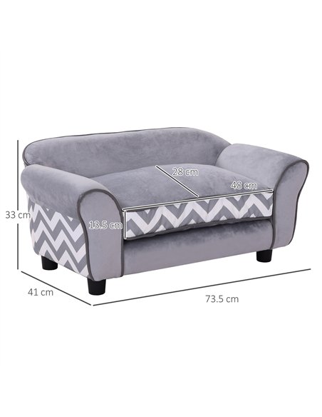 PawHut Dog Sofa Bed for XS-Sized Dogs, Cat Sofa with Soft Cushion, Pet Chair Lounge with Washable Cover, Removable Legs, Wooden  - pic 144085 | FastDaddyshop