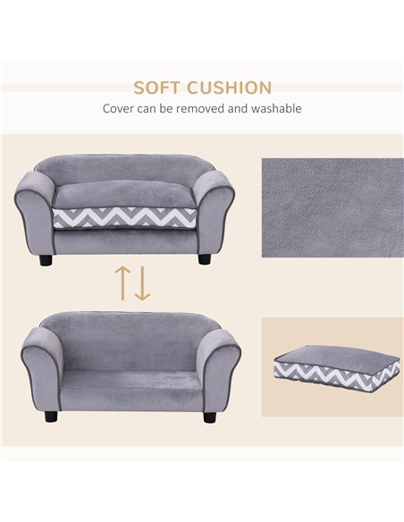 PawHut Dog Sofa Bed for XS-Sized Dogs, Cat Sofa with Soft Cushion, Pet Chair Lounge with Washable Cover, Removable Legs, Wooden  - pic 144087 | FastDaddyshop