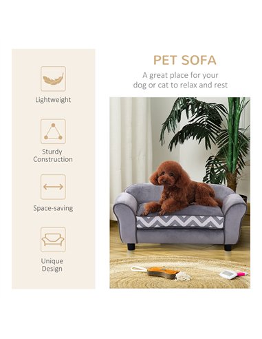 PawHut Dog Sofa Bed for XS-Sized Dogs, Cat Sofa with Soft Cushion, Pet Chair Lounge with Washable Cover, Removable Legs, Wooden 