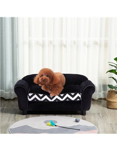 PawHut Dog Sofa Bed for XS-Sized Dogs, Cat Sofa with Soft Cushion, Pet Chair Lounge with Washable Cover, Removable Legs, Wooden 