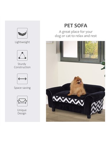 PawHut Dog Sofa Bed for XS-Sized Dogs, Cat Sofa with Soft Cushion, Pet Chair Lounge with Washable Cover, Removable Legs, Wooden 
