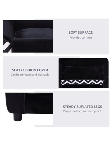 PawHut Dog Sofa Bed for XS-Sized Dogs, Cat Sofa with Soft Cushion, Pet Chair Lounge with Washable Cover, Removable Legs, Wooden 