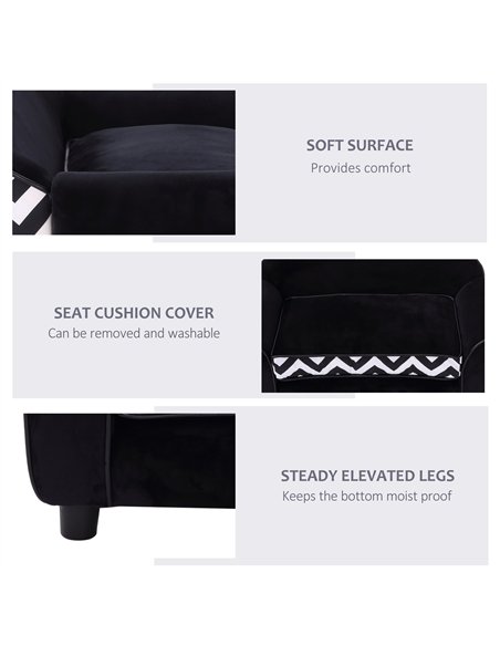 PawHut Dog Sofa Bed for XS-Sized Dogs, Cat Sofa with Soft Cushion, Pet Chair Lounge with Washable Cover, Removable Legs, Wooden  - pic 144097 | FastDaddyshop