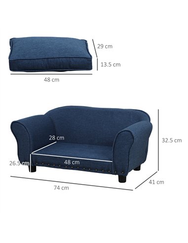PawHut Dog Sofa for XS and S Size Dogs, Pet Chair Couch with Thick Sponge Padded Cushion, Kitten Lounge Bed with Washable Cover,