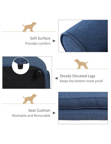 PawHut Dog Sofa for XS and S Size Dogs, Pet Chair Couch with Thick Sponge Padded Cushion, Kitten Lounge Bed with Washable Cover,
