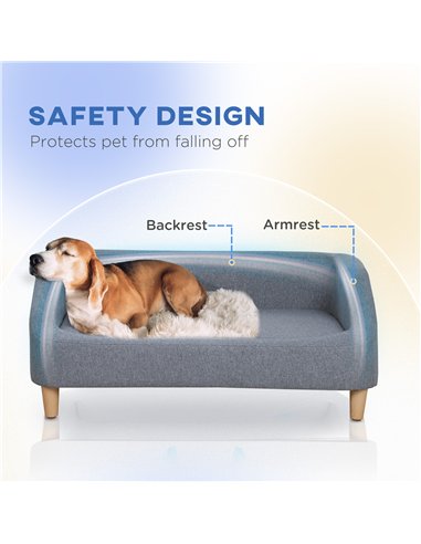 PawHut Dog Sofa, pet Bed, with Soft Cushion, Washable Cover, for Small, Medium & Large Dogs - Grey