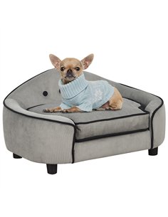 PawHut Dog Sofa for XS and S Size Dogs, Pet Chair Bed with Soft Cushion, Cat Sofa  Couch with Washable Cover, Wooden Frame, 66.5