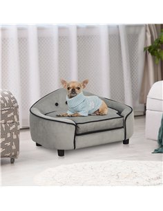 PawHut Dog Sofa for XS and S Size Dogs, Pet Chair Bed with Soft Cushion, Cat Sofa  Couch with Washable Cover, Wooden Frame, 66.5 2