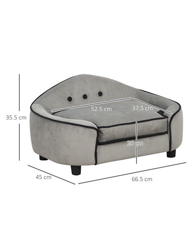 PawHut Dog Sofa for XS and S Size Dogs, Pet Chair Bed with Soft Cushion, Cat Sofa  Couch with Washable Cover, Wooden Frame, 66.5