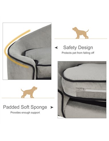 PawHut Dog Sofa for XS and S Size Dogs, Pet Chair Bed with Soft Cushion, Cat Sofa  Couch with Washable Cover, Wooden Frame, 66.5