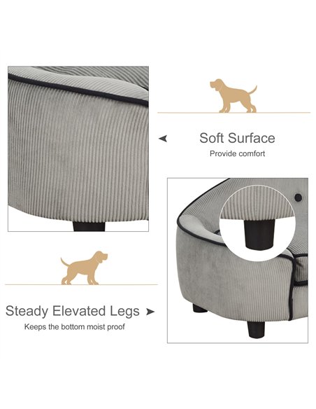 PawHut Dog Sofa for XS and S Size Dogs, Pet Chair Bed with Soft Cushion, Cat Sofa  Couch with Washable Cover, Wooden Frame, 66.5 - pic 144123 | FastDaddyshop