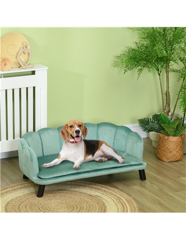 PawHut Dog Sofa, Pet Couch Bed for Medium, Large Dogs, with Legs, Cushion - Green