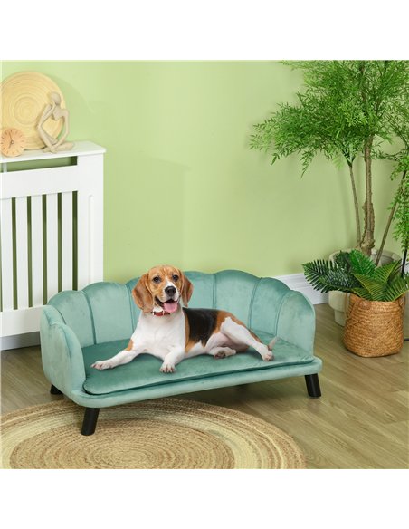 PawHut Dog Sofa, Pet Couch Bed for Medium, Large Dogs, with Legs, Cushion - Green - pic 144129 | FastDaddyshop