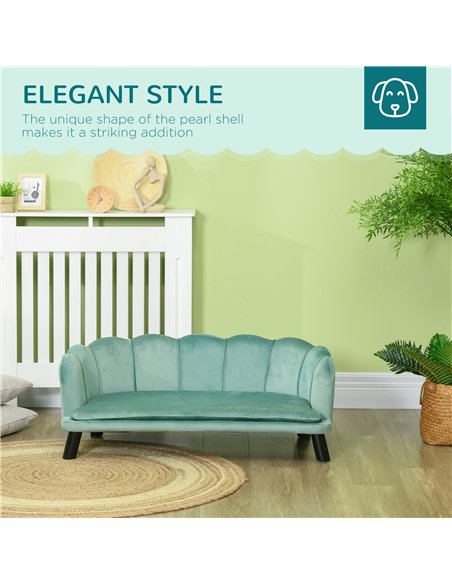 PawHut Dog Sofa, Pet Couch Bed for Medium, Large Dogs, with Legs, Cushion - Green - pic 144132 | FastDaddyshop