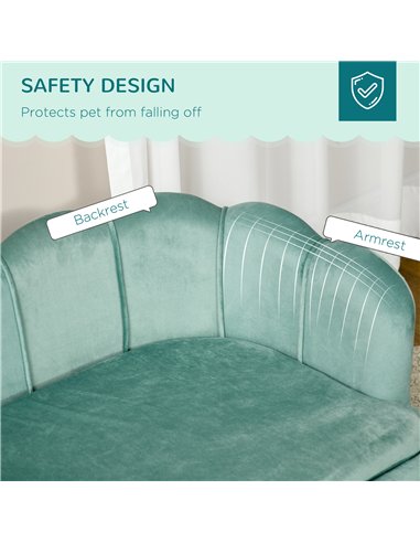 PawHut Dog Sofa, Pet Couch Bed for Medium, Large Dogs, with Legs, Cushion - Green