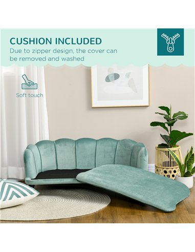 PawHut Dog Sofa, Pet Couch Bed for Medium, Large Dogs, with Legs, Cushion - Green