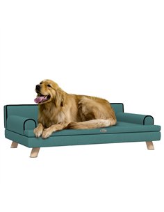 PawHut Dog Sofa, with Wooden Legs, Water-Resistant Fabric, for Medium & Large Dogs - Green