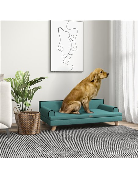 PawHut Dog Sofa, with Wooden Legs, Water-Resistant Fabric, for Medium & Large Dogs - Green - pic 144138 | FastDaddyshop