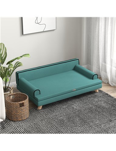 PawHut Dog Sofa, with Wooden Legs, Water-Resistant Fabric, for Medium & Large Dogs - Green