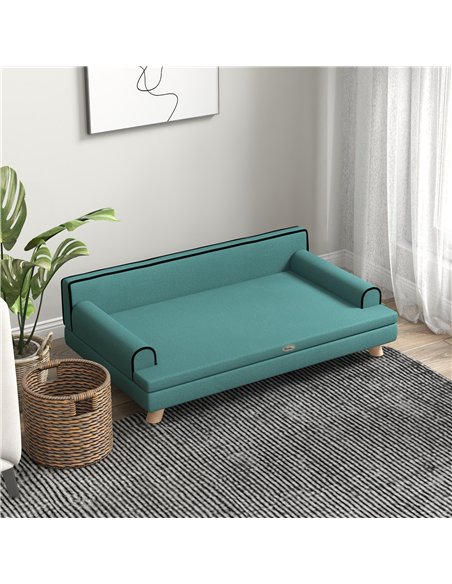 PawHut Dog Sofa, with Wooden Legs, Water-Resistant Fabric, for Medium & Large Dogs - Green - pic 144144 | FastDaddyshop