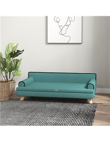 PawHut Dog Sofa, with Wooden Legs, Water-Resistant Fabric, for Medium & Large Dogs - Green