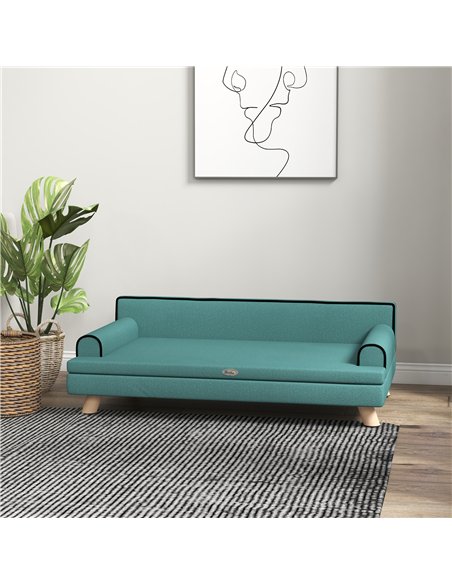 PawHut Dog Sofa, with Wooden Legs, Water-Resistant Fabric, for Medium & Large Dogs - Green - pic 144145 | FastDaddyshop