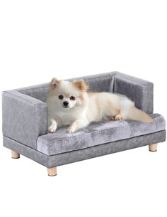 PawHut Dog Sofa Bed for Small-Sized Dogs, Elevated Pet Chair with PU Cover, Soft Cushion, Cat Couch Lounger with Anti-slip Legs 