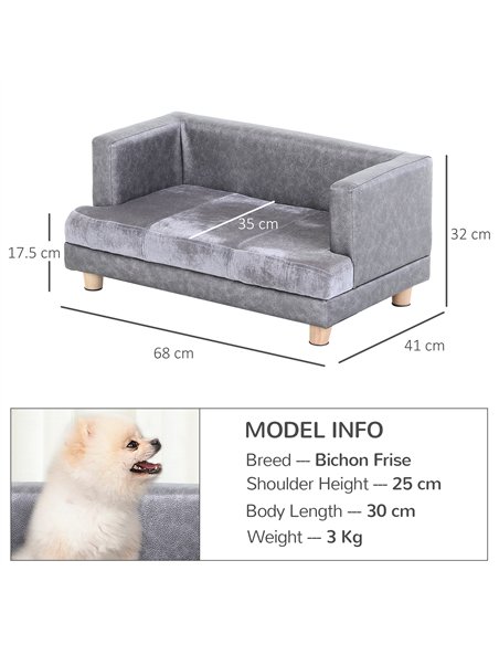 PawHut Dog Sofa Bed for Small-Sized Dogs, Elevated Pet Chair with PU Cover, Soft Cushion, Cat Couch Lounger with Anti-slip Legs  - pic 144148 | FastDaddyshop