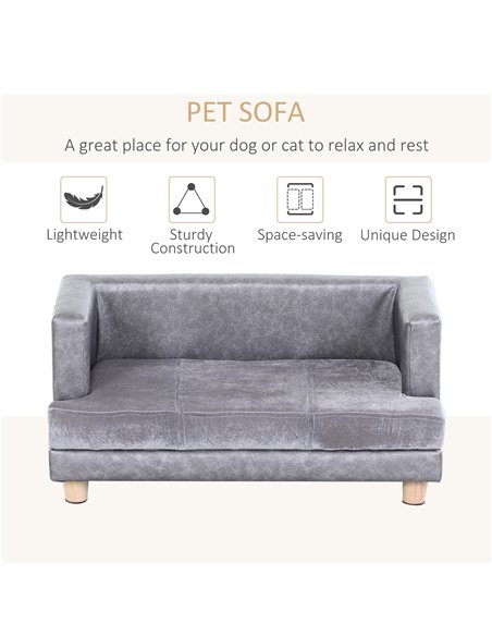 PawHut Dog Sofa Bed for Small-Sized Dogs, Elevated Pet Chair with PU Cover, Soft Cushion, Cat Couch Lounger with Anti-slip Legs  - pic 144149 | FastDaddyshop