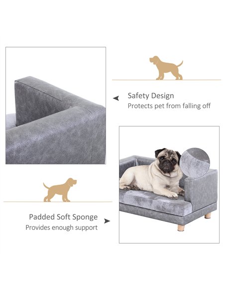 PawHut Dog Sofa Bed for Small-Sized Dogs, Elevated Pet Chair with PU Cover, Soft Cushion, Cat Couch Lounger with Anti-slip Legs  - pic 144150 | FastDaddyshop