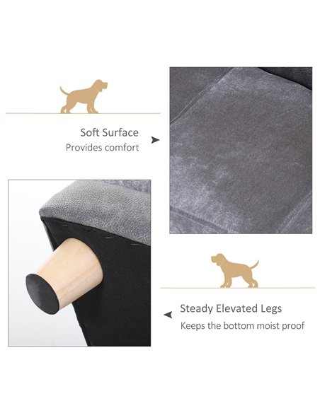 PawHut Dog Sofa Bed for Small-Sized Dogs, Elevated Pet Chair with PU Cover, Soft Cushion, Cat Couch Lounger with Anti-slip Legs  - pic 144152 | FastDaddyshop