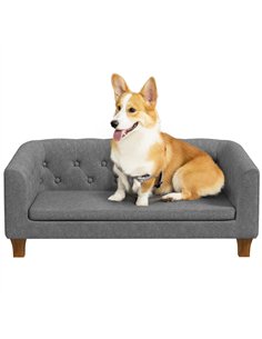 PawHut Dog Sofa Bed w/ Soft Cushion for Medium Dogs - Grey