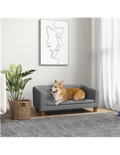 PawHut Dog Sofa Bed w/ Soft Cushion for Medium Dogs - Grey 2