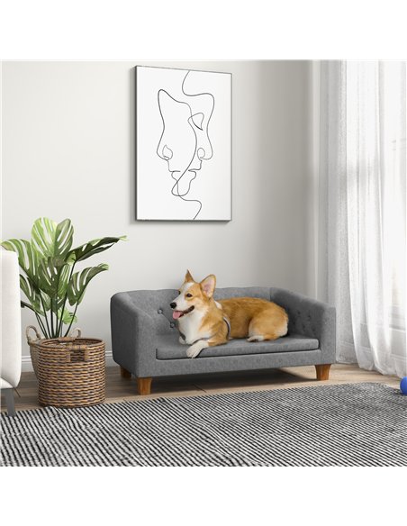 PawHut Dog Sofa Bed w/ Soft Cushion for Medium Dogs - Grey - pic 144156 | FastDaddyshop