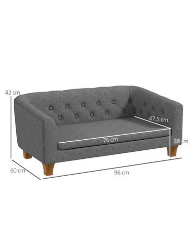PawHut Dog Sofa Bed w/ Soft Cushion for Medium Dogs - Grey
