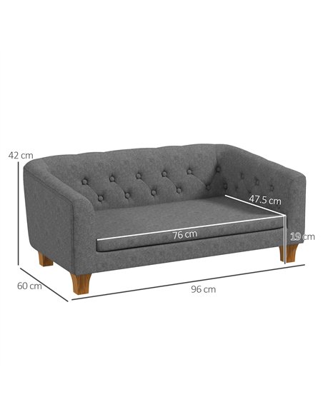 PawHut Dog Sofa Bed w/ Soft Cushion for Medium Dogs - Grey - pic 144157 | FastDaddyshop