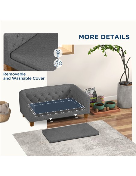 PawHut Dog Sofa Bed w/ Soft Cushion for Medium Dogs - Grey - pic 144161 | FastDaddyshop