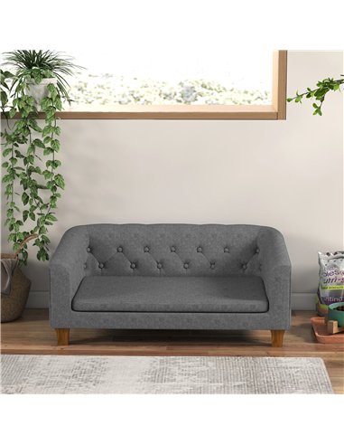 PawHut Dog Sofa Bed w/ Soft Cushion for Medium Dogs - Grey