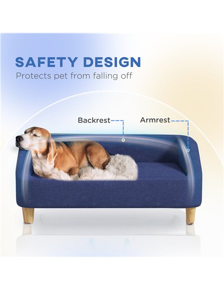PawHut Dog Sofa, pet Bed, with Soft Cushion, Washable Cover, for Small, Medium & Large Dogs - Blue - pic 144168 | FastDaddyshop