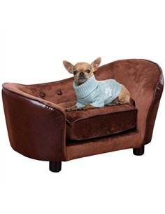 PawHut Dog Sofa Chair with Legs, Pet Couch with Soft Cushion for Extra Small Dogs Cats, Brown, 68.5 x 40.5 x 40.5 cm